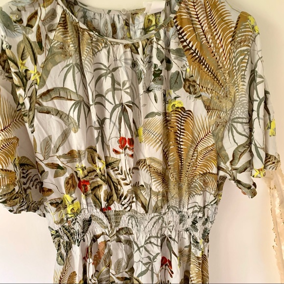 H&M Midi Tropical Palm Floral Dress - Picture 2 of 4